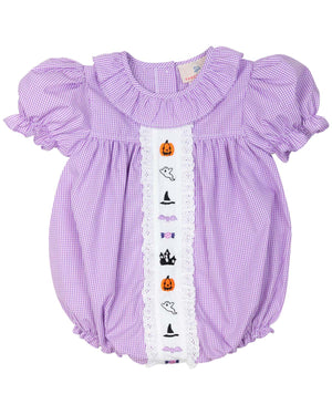 Halloween Fun Embroidered Gingham Bubble