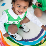 Shamrocks Smocked Green Knit Shortall- FINAL SALE