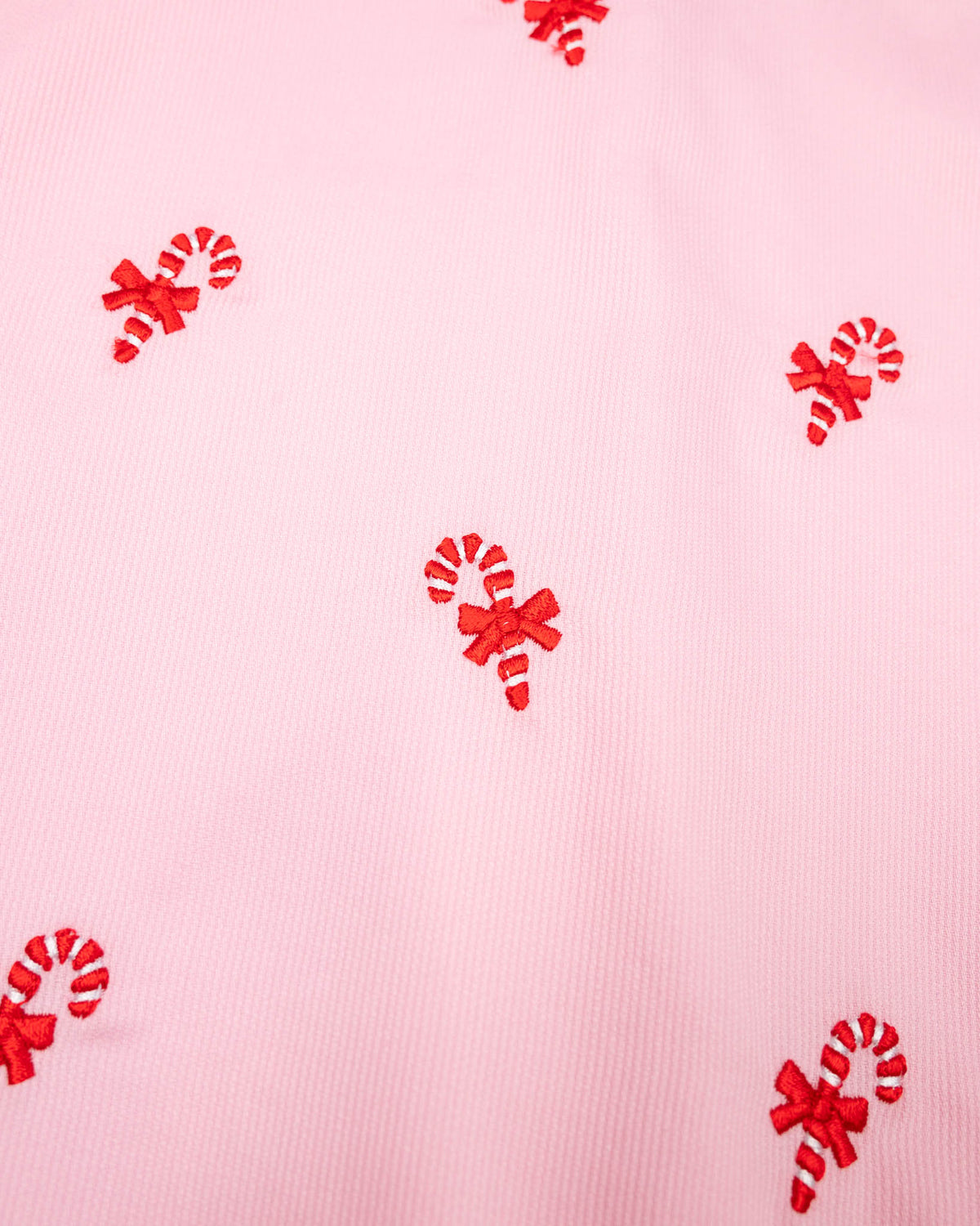 Candy Canes Embroidered Pink Bubble