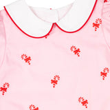 Candy Canes Embroidered Pink Dress
