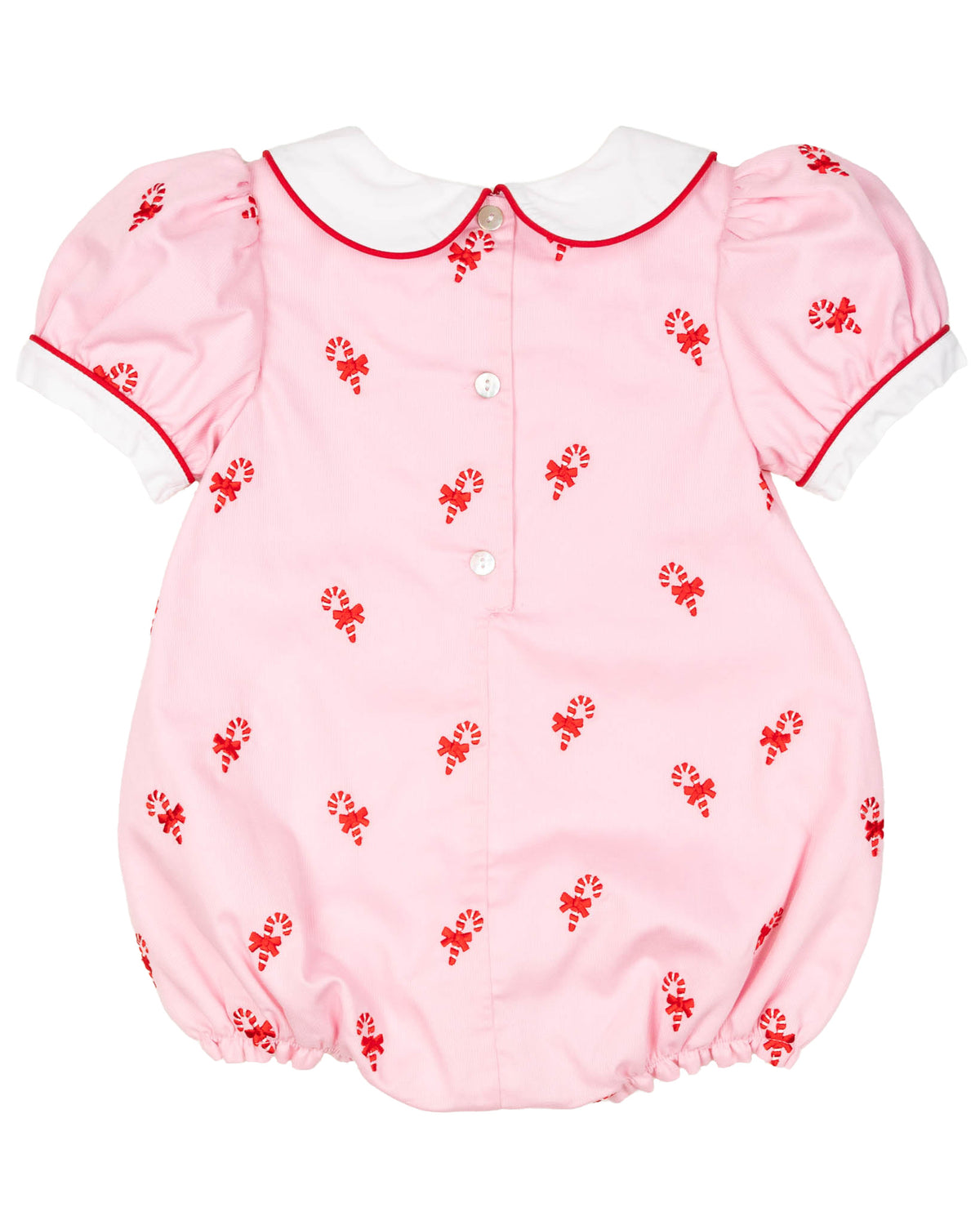 Candy Canes Embroidered Pink Bubble