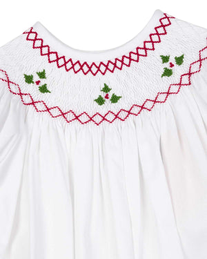 Holly Berry Smocked White Bishop Bubble