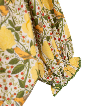 William Morris Inspired Smocked Yellow Dress