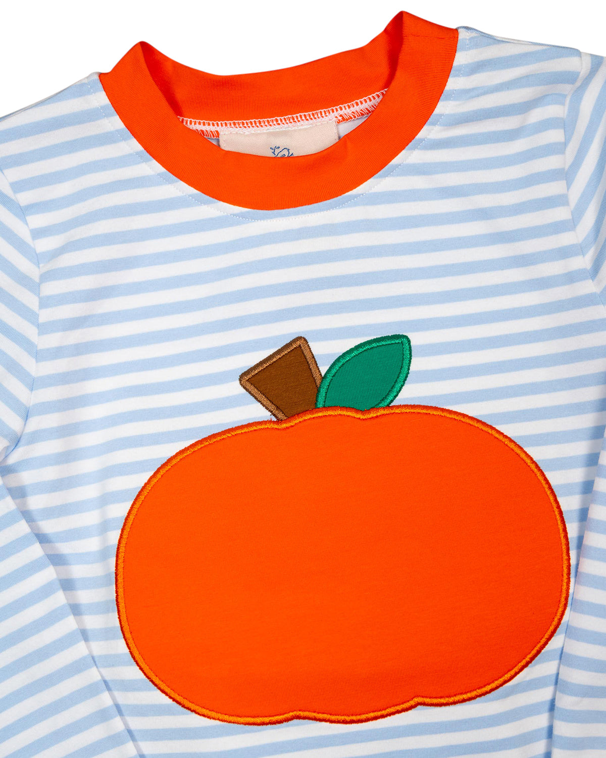 Pumpkin Applique Blue Striped Pajama Set-FINAL SALE