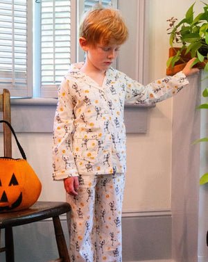 Dancing Skeleton Button Down Pajamas-FINAL SALE