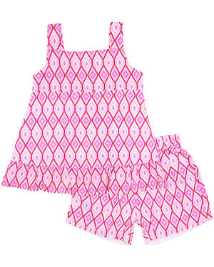 Pink Geometric Winnie Shorts Set