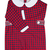 Red and Navy Tartan Plaid Shortall- FINAL SALE