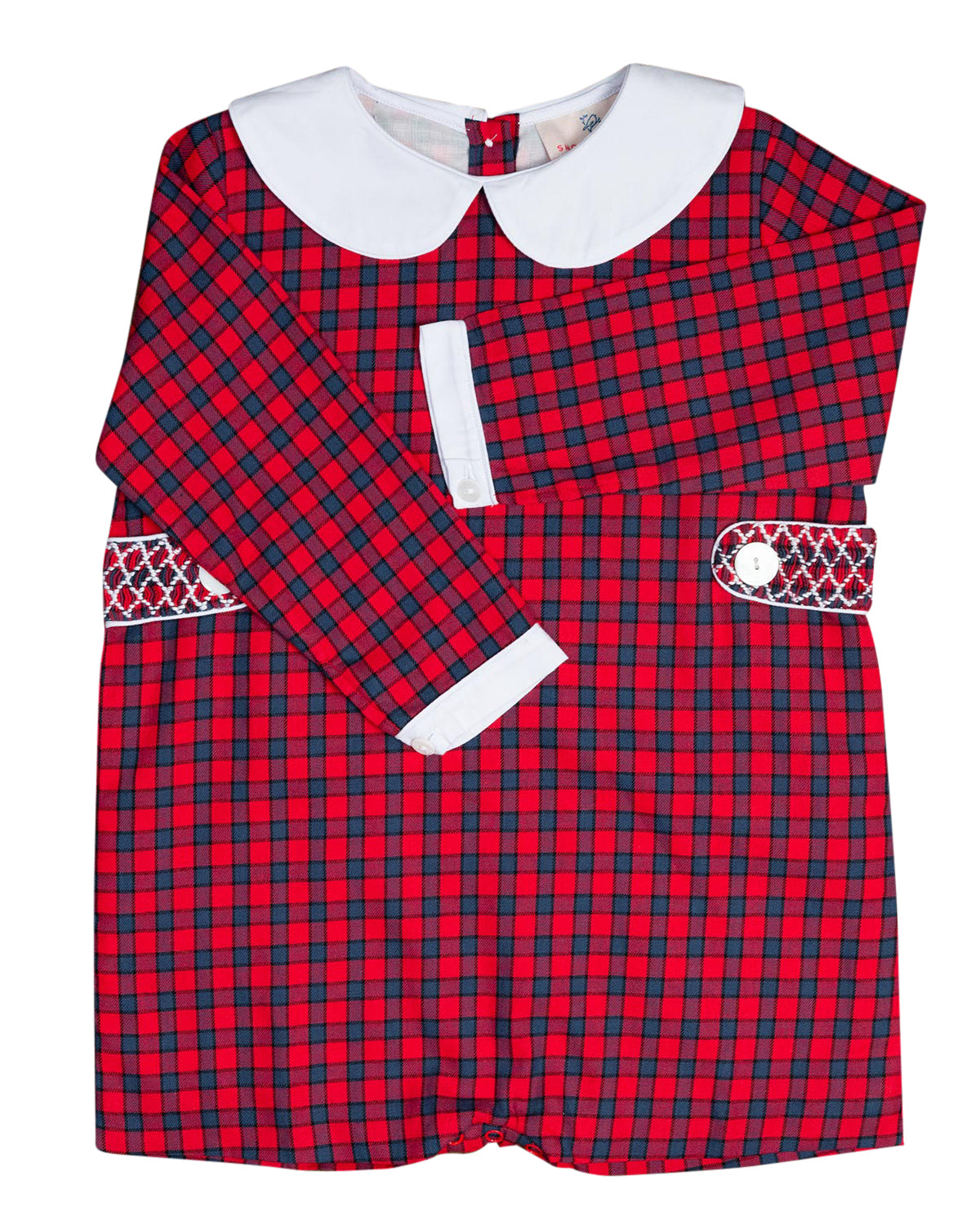 Red and Navy Tartan Plaid Shortall- FINAL SALE