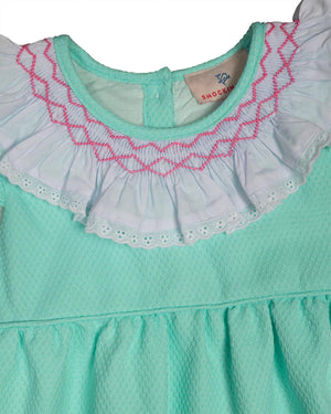 Mint Honeycomb Smocked Pique Dress-FINAL SALE