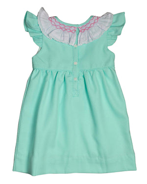 Mint Honeycomb Smocked Pique Dress-FINAL SALE