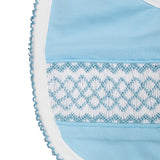 Geometric Smocked Blue Knit Bib