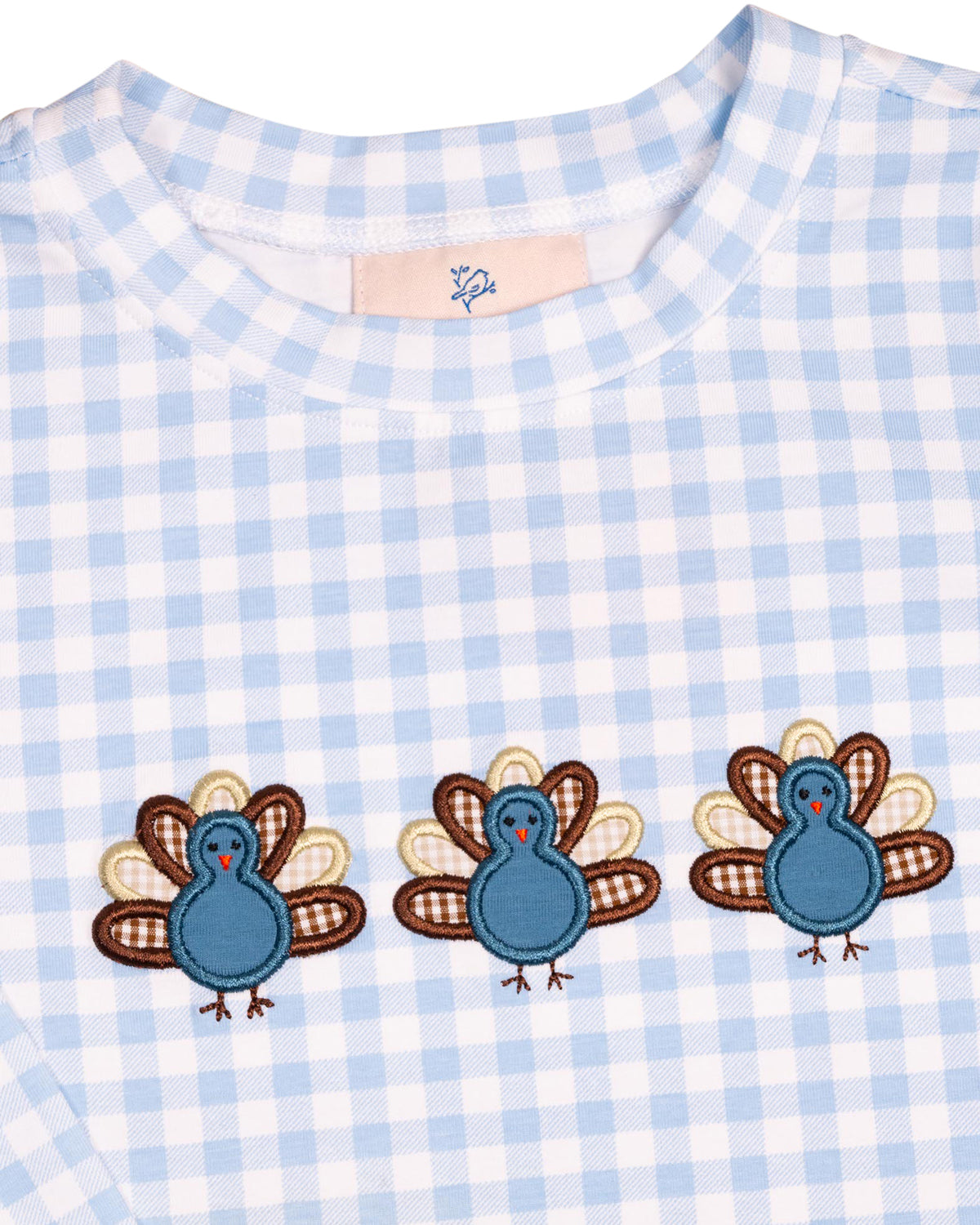 Turkey Applique Gingham Knit Shirt- FINAL SALE