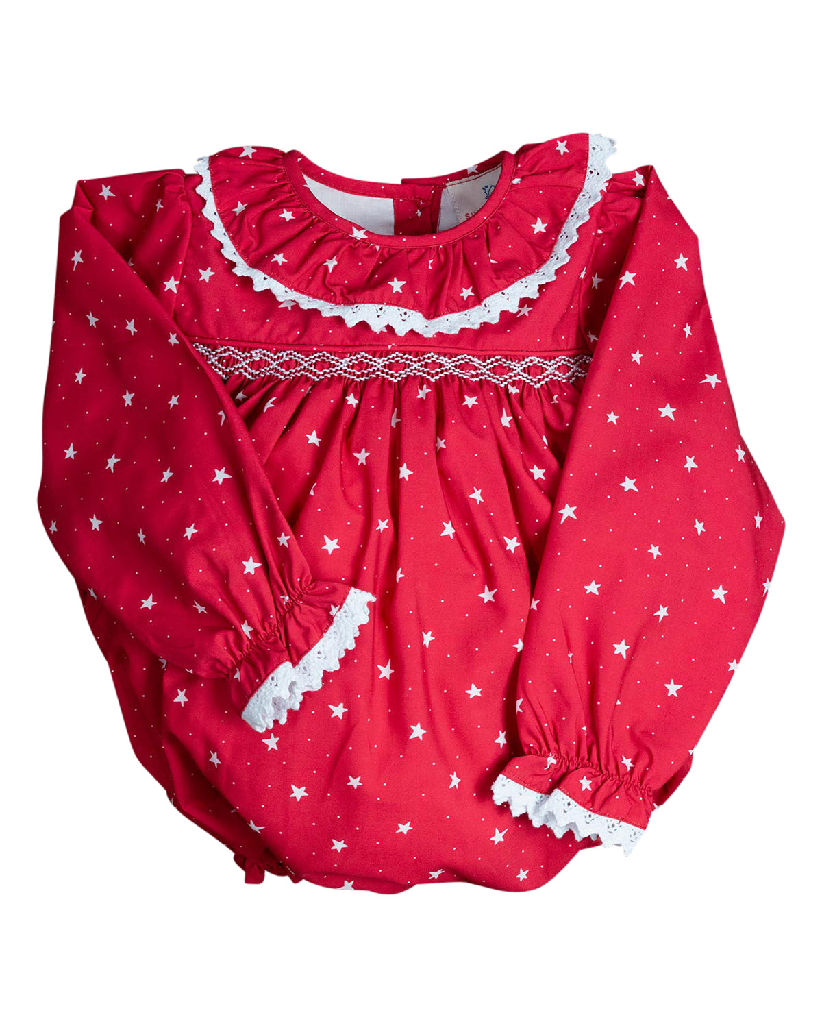 Red Star Print Smocked Bubble - FINAL SALE