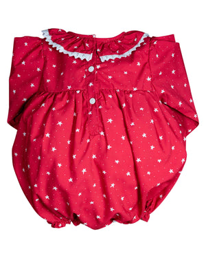 Red Star Print Smocked Bubble - FINAL SALE