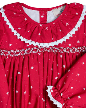 Red Star Print Smocked Bubble - FINAL SALE