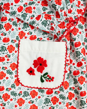 Holiday Floral Embroidered Pocket Dress- FINAL SALE