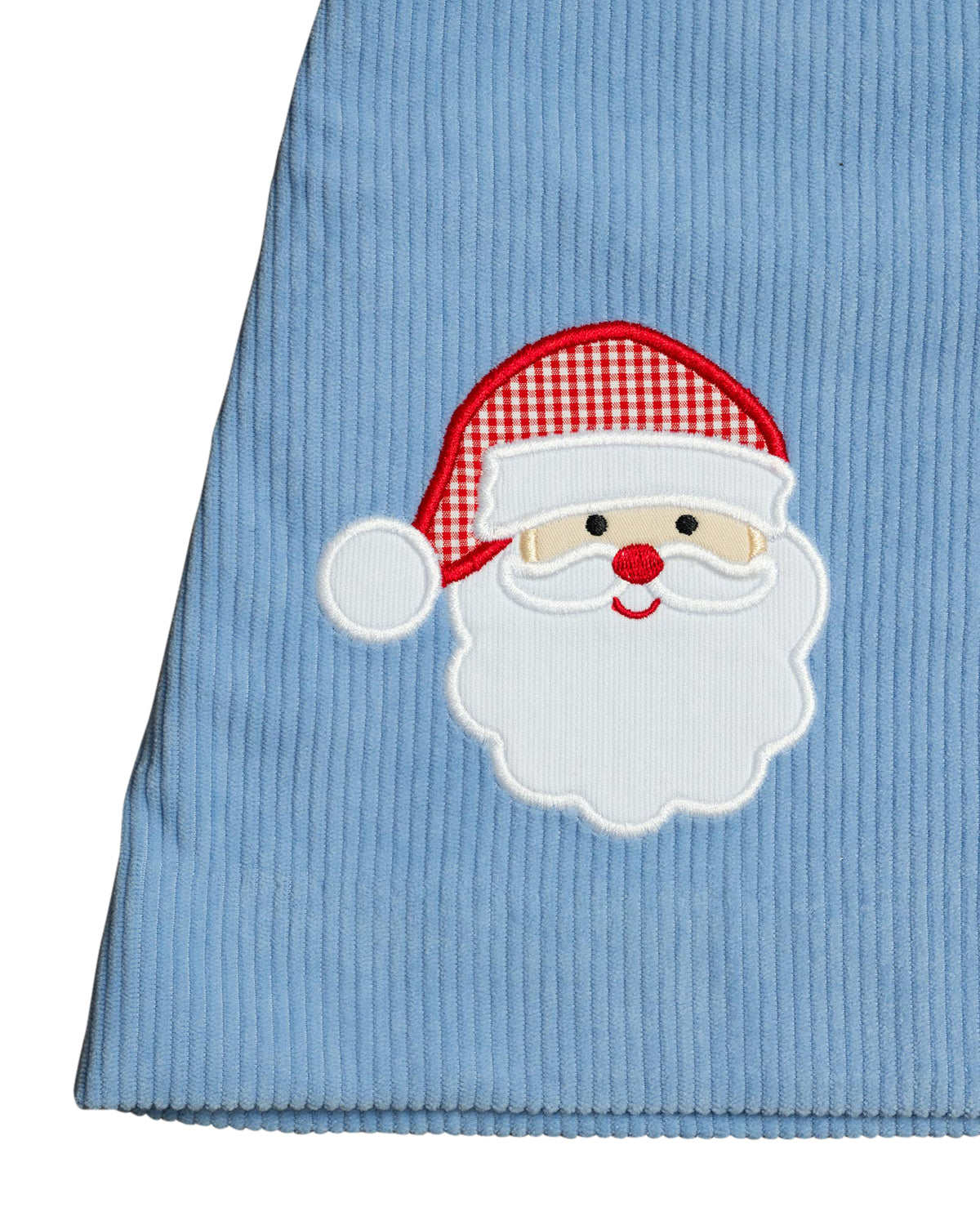 Santa Applique Light Blue Corduroy Dress