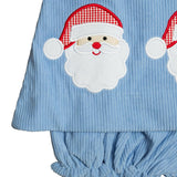 Santa Applique Light Blue Corduroy Bloomer Set- FINAL SALE