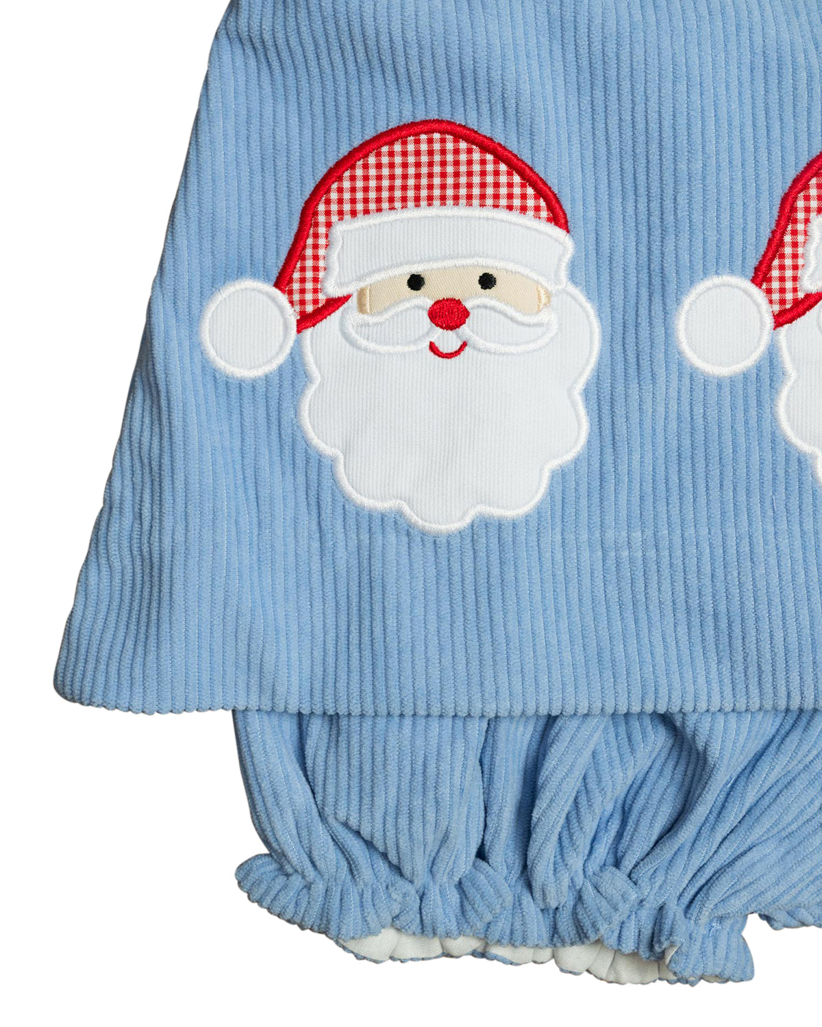 Santa Applique Light Blue Corduroy Bloomer Set