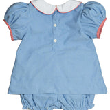 Santa Applique Light Blue Corduroy Bloomer Set- FINAL SALE