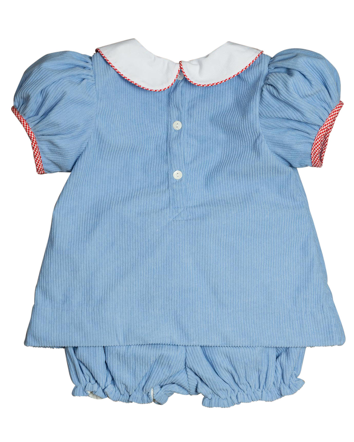 Santa Applique Light Blue Corduroy Bloomer Set