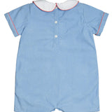 Santa Applique Light Blue Corduroy Shortall- FINAL SALE