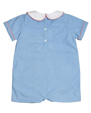 Santa Applique Light Blue Corduroy Shortall