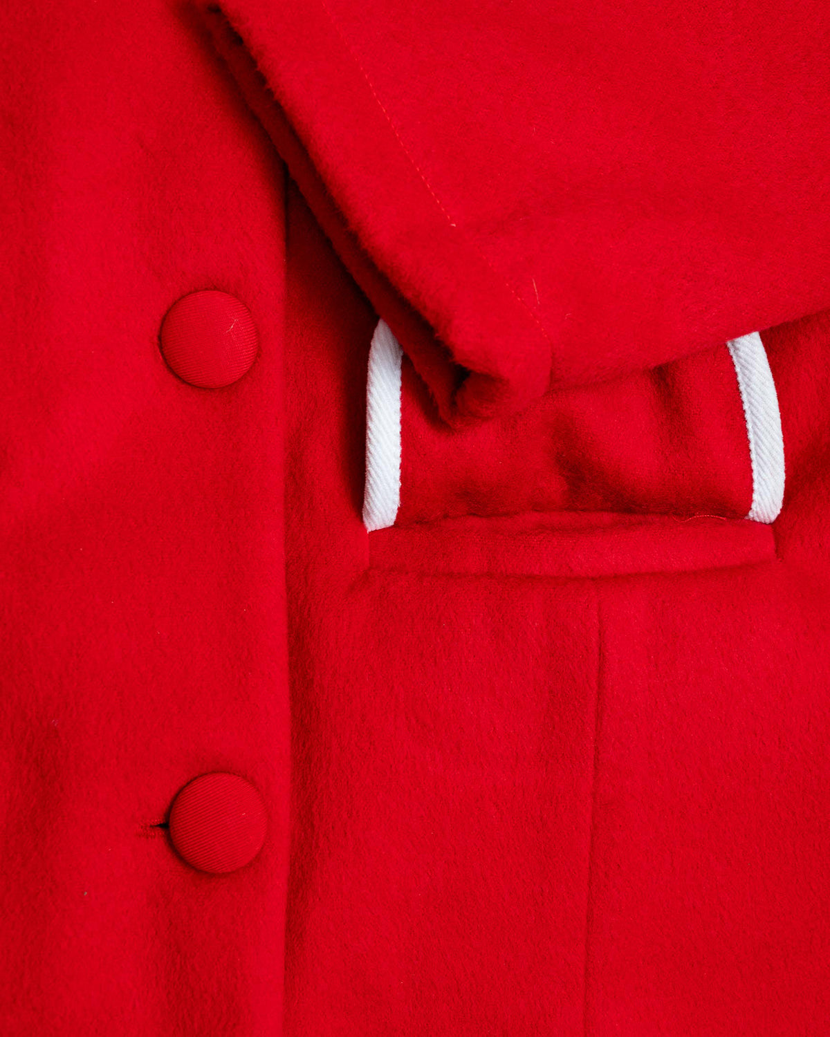 Red Wool Coat with Front Pockets