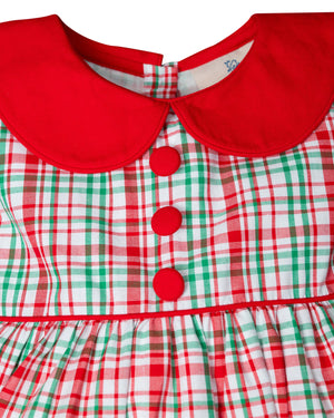 Holiday Plaid Bubble with Covered Buttons- FINAL SALE