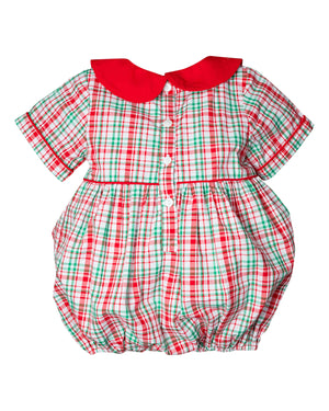 Holiday Plaid Bubble with Covered Buttons- FINAL SALE