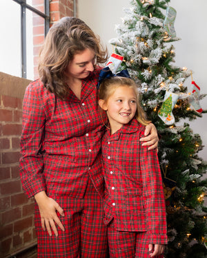 Red Tartan Plaid Loungewear for Children- FINAL SALE