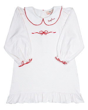 Bow with Hearts Embroidered Knit Dress- FINAL SALE