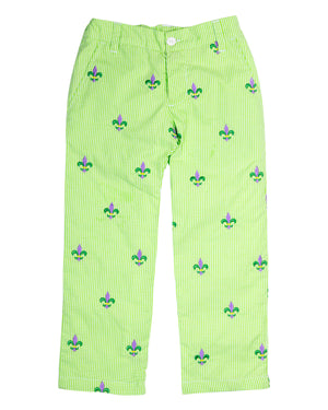 Fleur de Lis Embroidered Gingham Pants- FINAL SALE