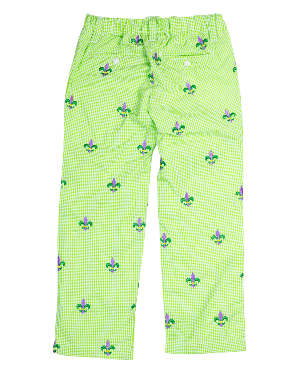 Fleur de Lis Embroidered Gingham Pants- FINAL SALE