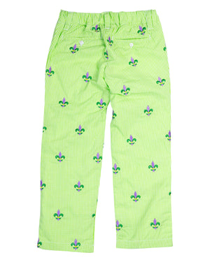 Fleur de Lis Embroidered Gingham Pants- FINAL SALE