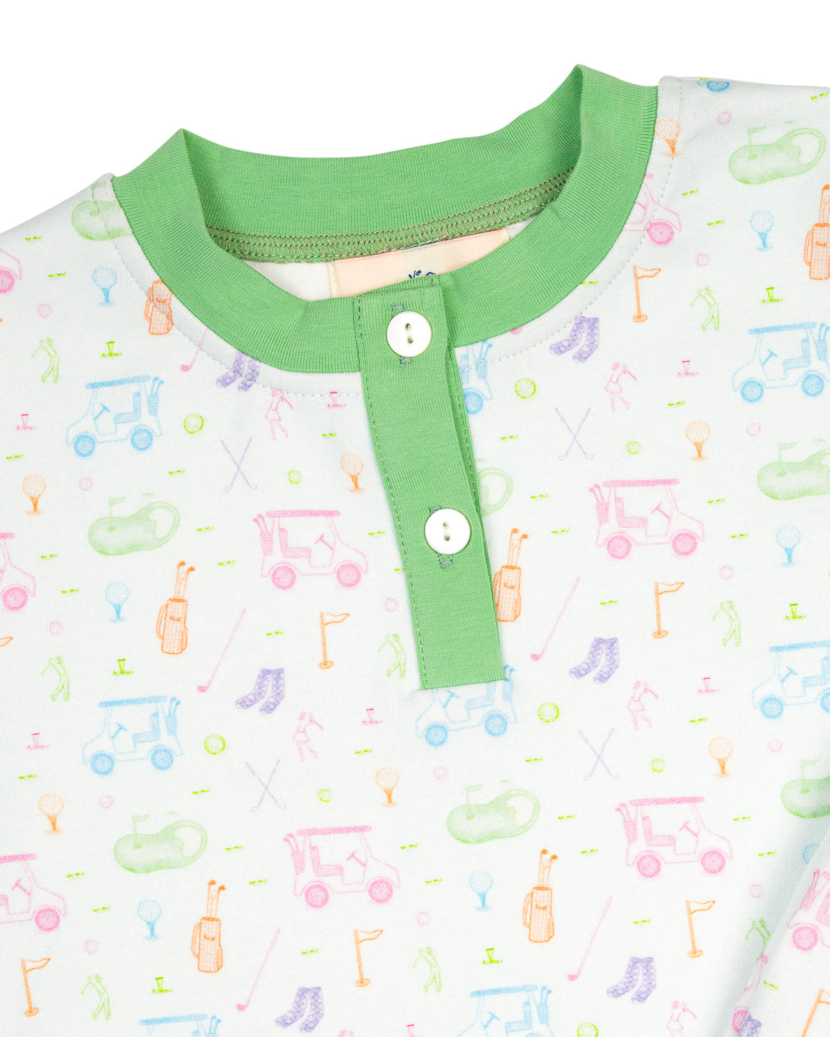 Fairway Fun Short Sleeve Pajama Set with Green Trim