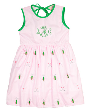 Golf Embroidered Pink Dress