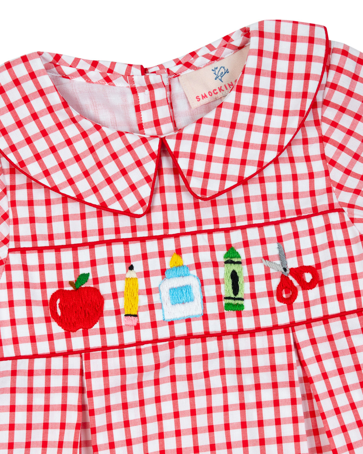 School Supplies Red Windowpane Boy Bubble-FINAL SALE