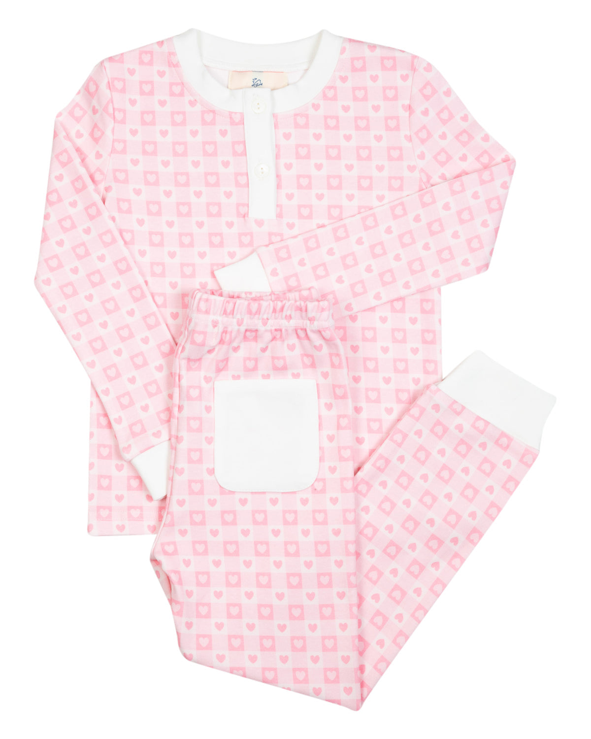 Pink Checked Hearts Knit Pajama Set