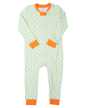 Carrot Crush Knit Zip Up Pajamas-FINAL SALE