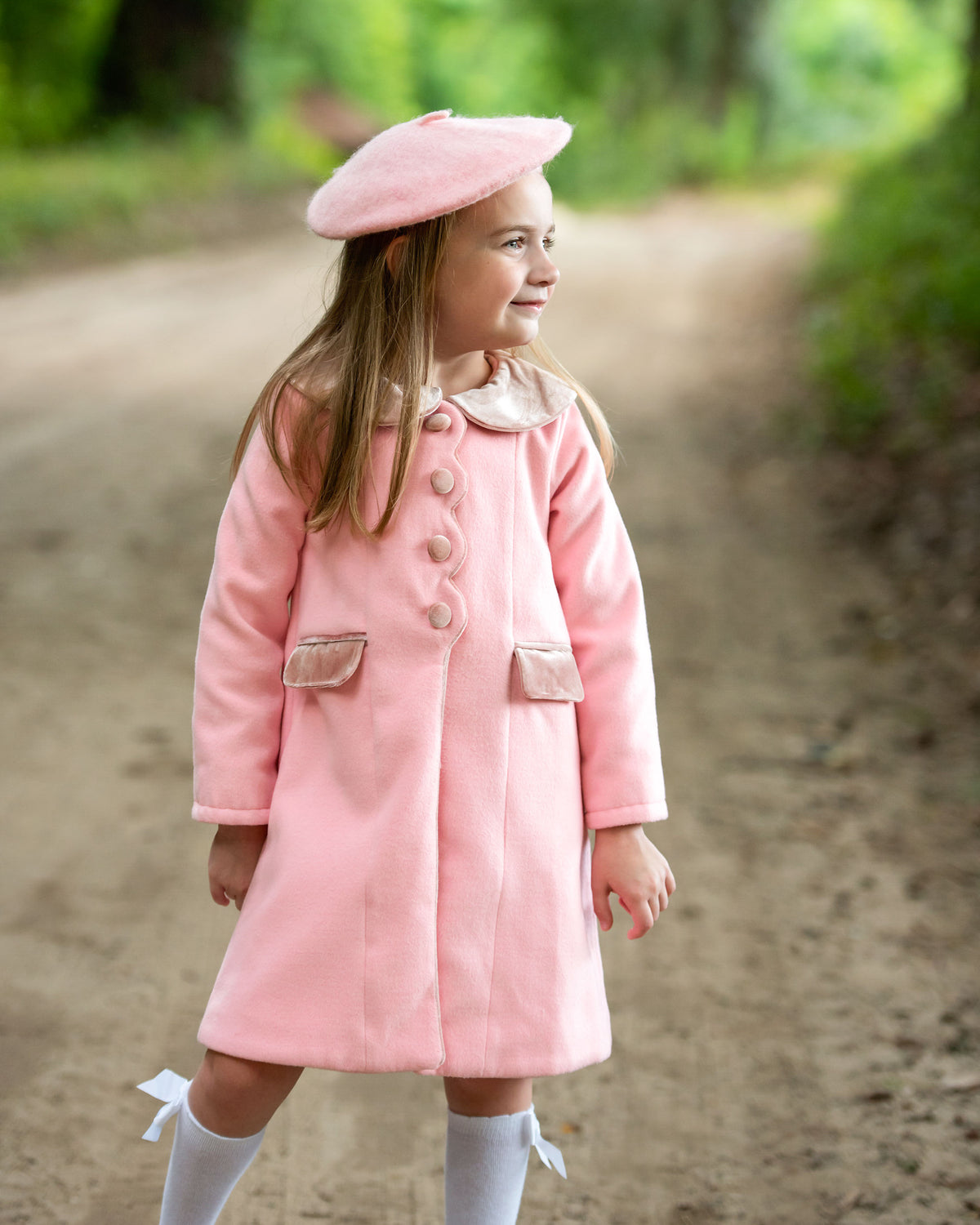 Pink Coat With Velvet Trim