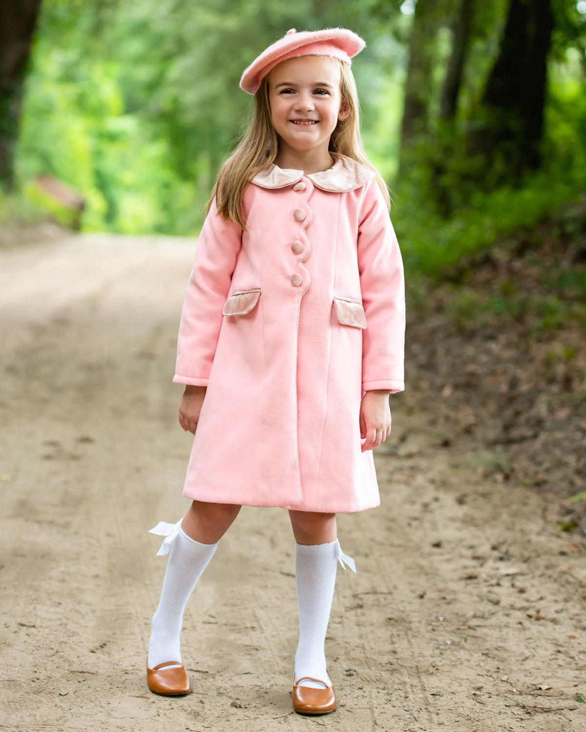 Pink Coat With Velvet Trim