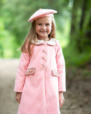 Pink Coat With Velvet Trim