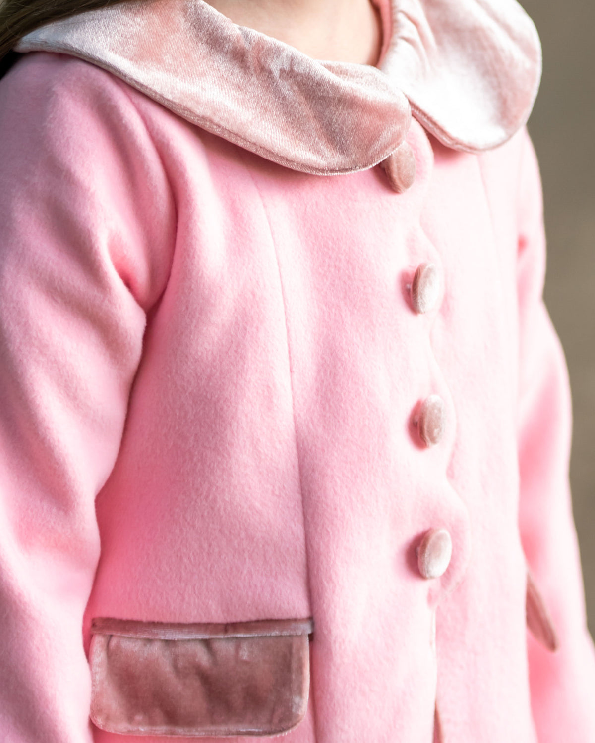 Pink Coat With Velvet Trim