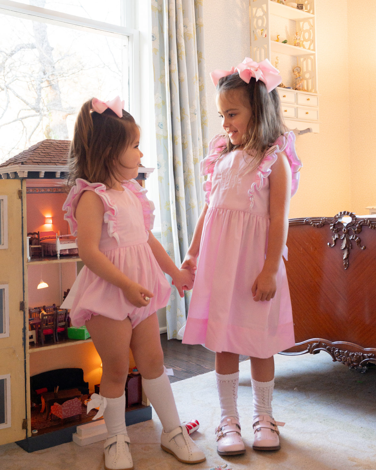 Pink Bell Dress with White Trim-FINAL SALE