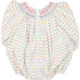 Vintage Smocked Heart Striped Bubble