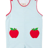 Light Blue Apple Pocket Knit Shortall- FINAL SALE