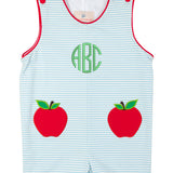 Light Blue Apple Pocket Knit Shortall- FINAL SALE