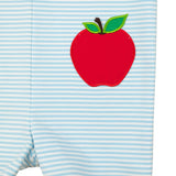 Light Blue Apple Pocket Knit Shortall- FINAL SALE
