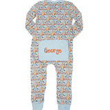 Spring Bunnies Blue Pima Cotton Zip Up Pajamas-FINAL SALE